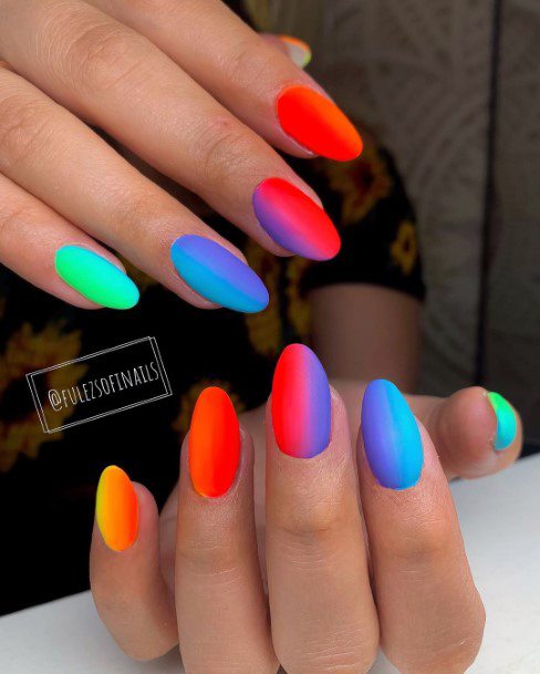 Vibrant Colorful Round Ombre Nail Ideas For Ladies