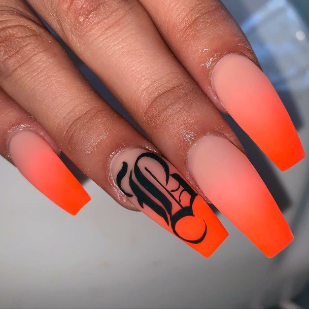Vibrant Orange Fall Ombre Nail Design For Ladies Inspiration