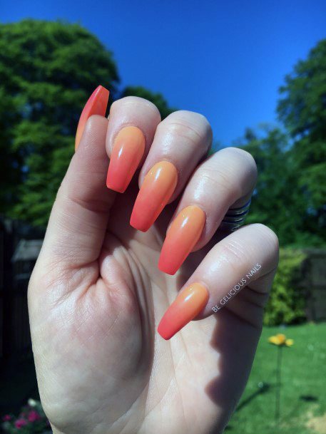 Vibrant Orange Fiery Fall Ombre Nail Design Girly Ideas For Women