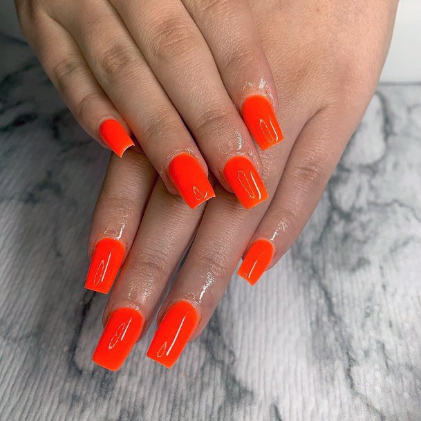 Vibrant Orange Ladies Prom Nails Ideas