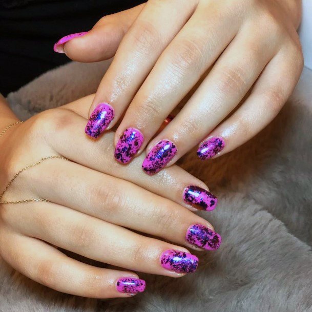 Vibrant Pink Cool Purple Design Nail Inspiration For Girls