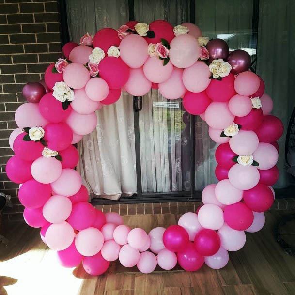 Vibrant Pink White Circle Wedding Decoration Balloon Arbor Ideas