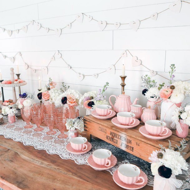 Vintage Adorable Pink Tea Cups Wedding Decorations