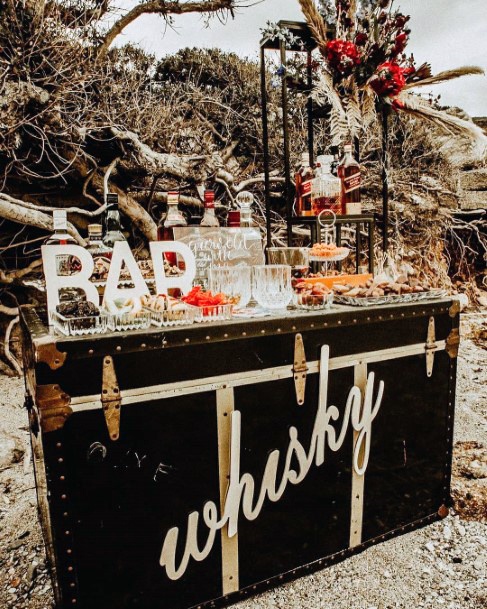 Vintage Bar Setup Wedding Decorations