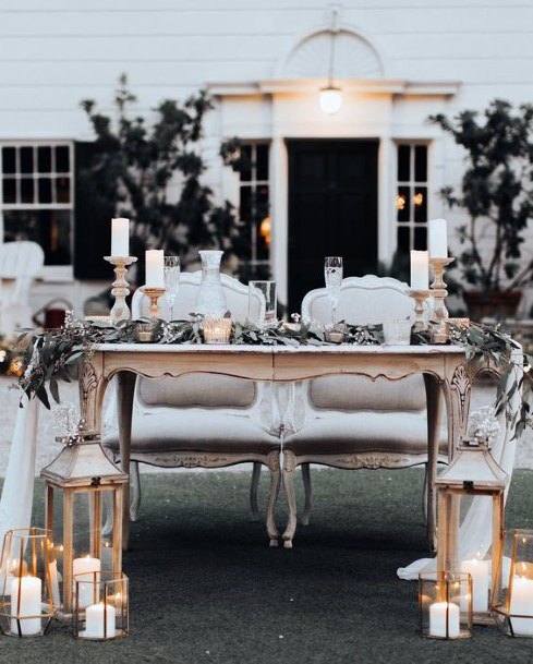 Vintage Candle And Table Setup Wedding Decor