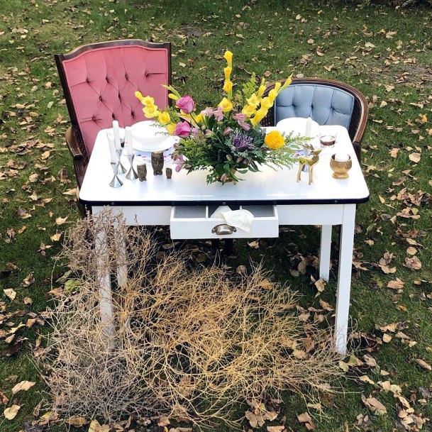 Vintage Drawer And Chairs Wedding Decorations