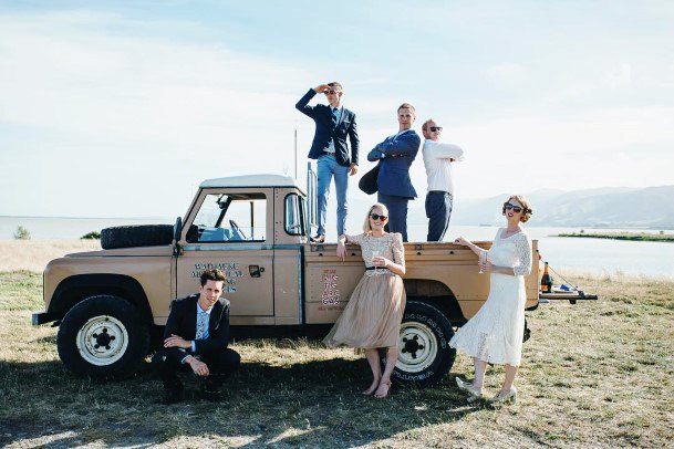 Vintage Pickup Truck Bridal Party Photo Inspiration Country Wedding Ideas