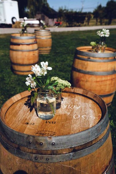 Vinyard Wine Barrel Cocktail Tables Country Wedding Ideas