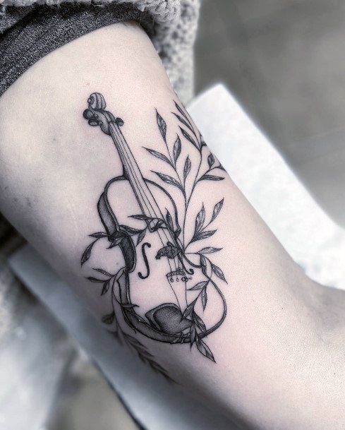 Violin Tattoo For Ladies