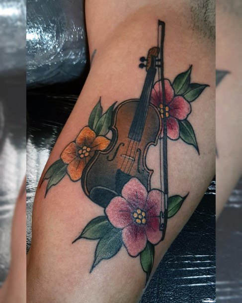 Violin Womens Feminine Violin Tattoos