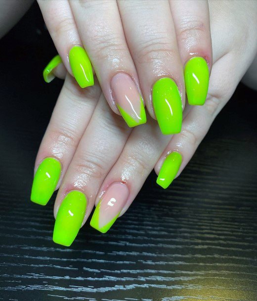 Vivid Lime Green Painted Nails