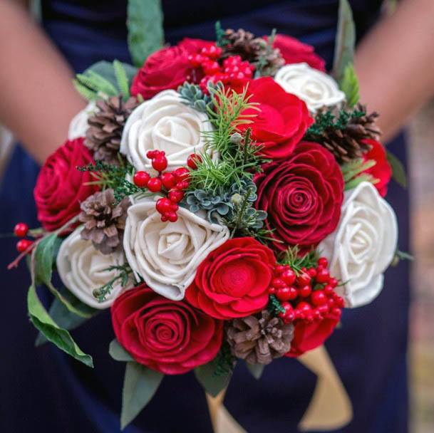 Vivid Red Winter Wedding Flowers