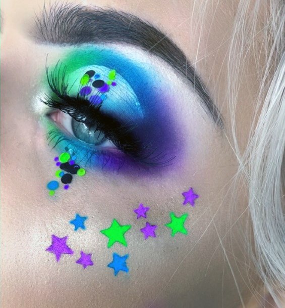 Vivid Stars And Circles Unique Eyeshadow Women