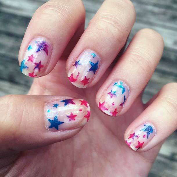 Vivid Stars On Nails 4th Of July