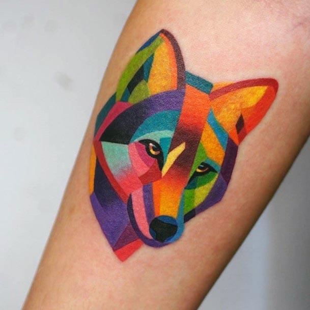 Vivid Wolf Tattoo Womens Forearms