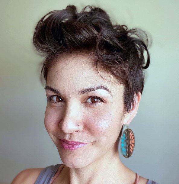 Voluminous Curly And Shiny Dark Brown Pixie Cut Hairstyles For Women