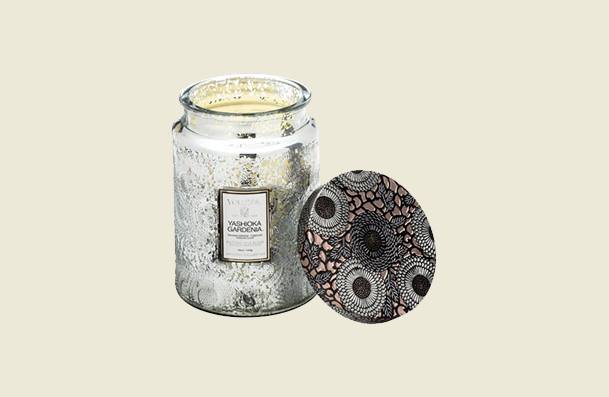 Voluspa Yashioka Gardenia Large Embossed Glass Jar Candle For Women