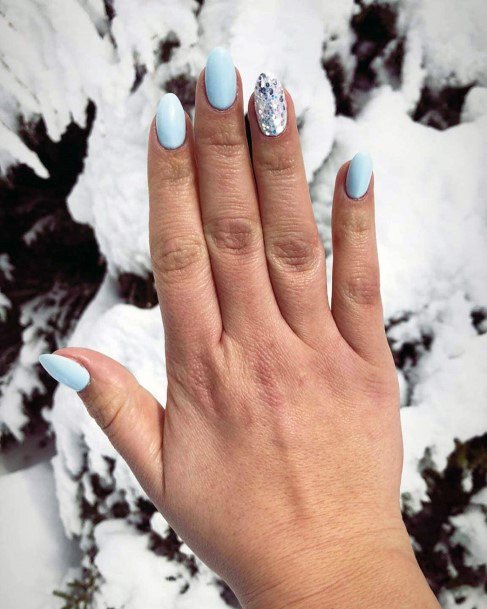 Warm Snow Blue And Silver Nails For Women