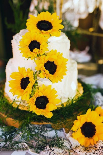 Warm Sunflower Decor Elegant Wedding Cakes Women