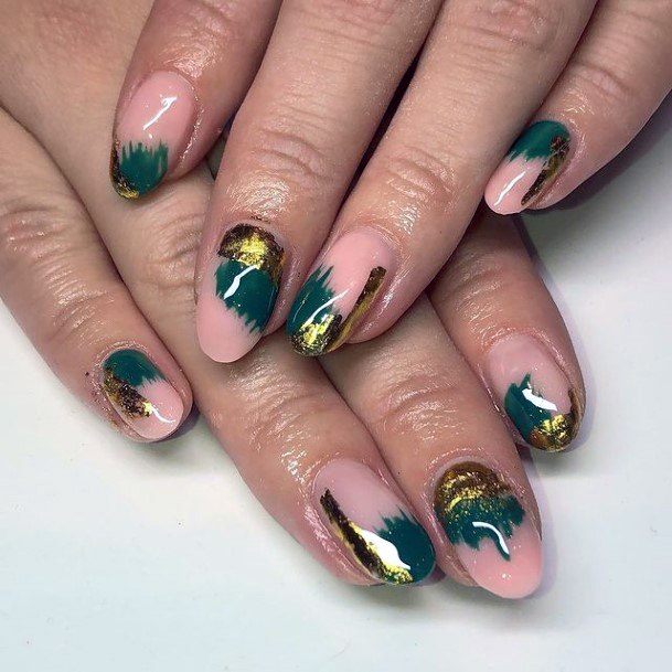 Top 50 Best Green And Gold Nail Designs For Women - Glamorous Manicures