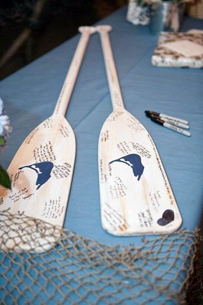 Water Themed Paddles Wedding Guest Book Ideas