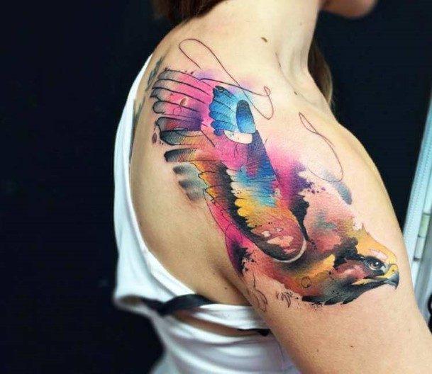 Watercolor Bird Arm Eagle Tattoo Designs For Women