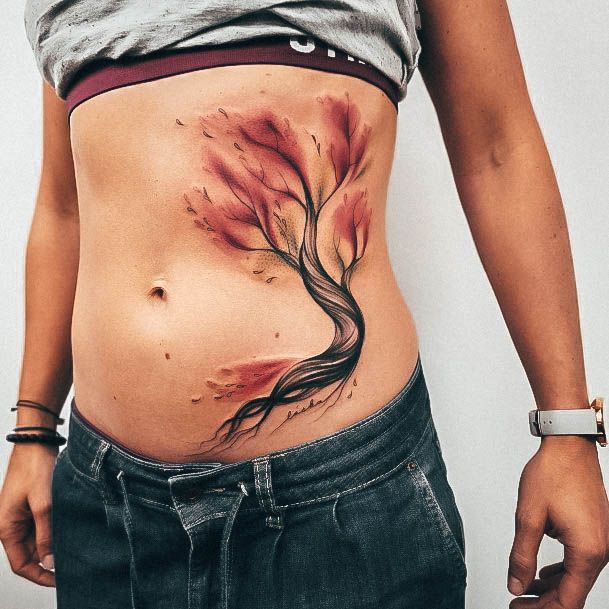 Watercolor Modern Simplistic Tree Of Life Tattoo For Girls