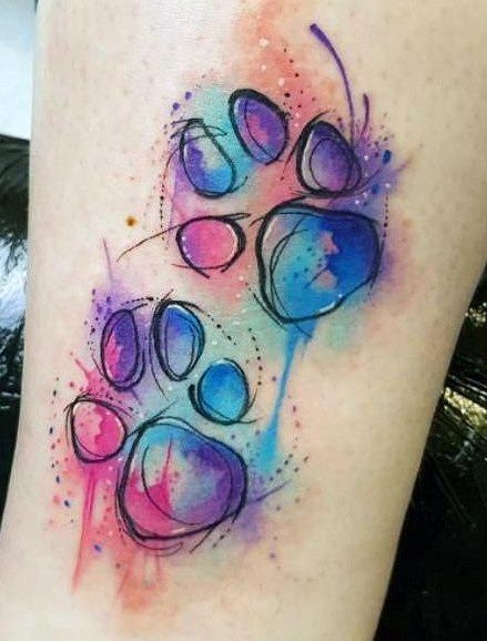 Watercolor Paw Tattoo Women Forearm