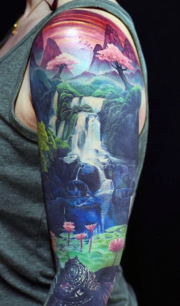 Waterfall Tattoo Feminine Designs