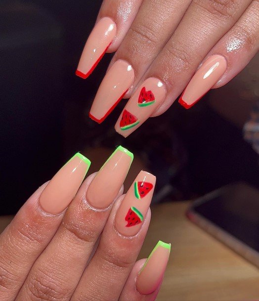 Watermelon Womens Nail Ideas