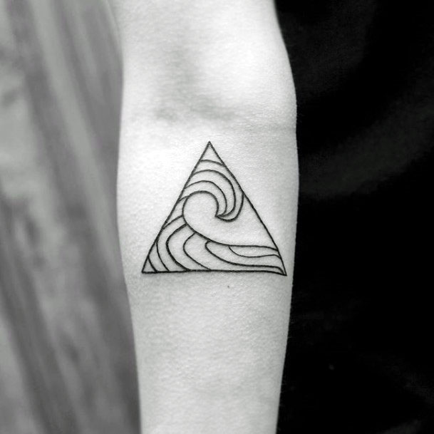 Waves Inside Triangle Tattoo Womens Hand