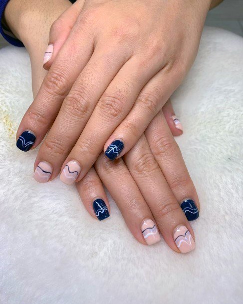 Wavy Colored Lines Squoval Nails