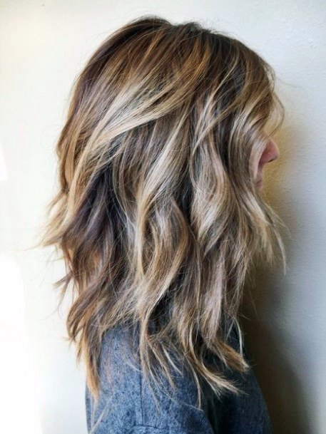 Wavy Hair Long Layers Light Brown With Highlights And Easy Look