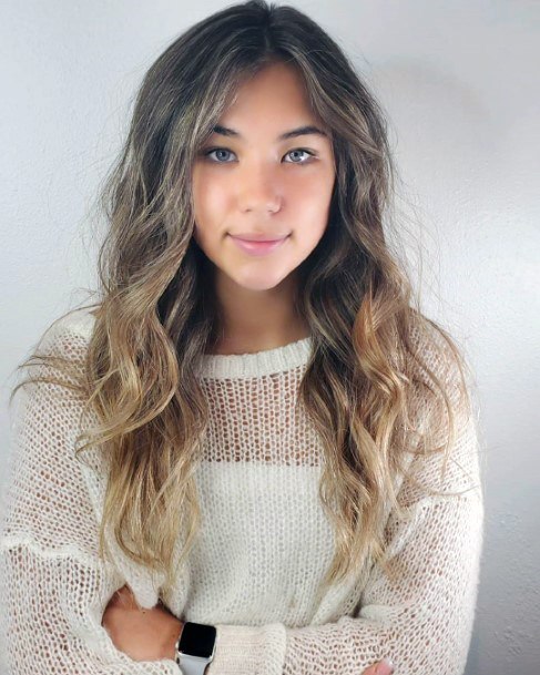 Wavy Modern Hairstyle Straight Part