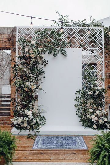 Wedding Arch Ideas Classic White Backdrop With Geometric Border