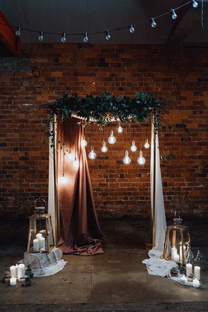 Wedding Arch Ideas Whimsical Greenery And Hanging Lights Inspiration