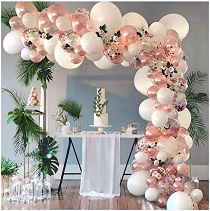 Wedding Balloon Arbor White Rose Gold Pink Shiny Decor Inspiration