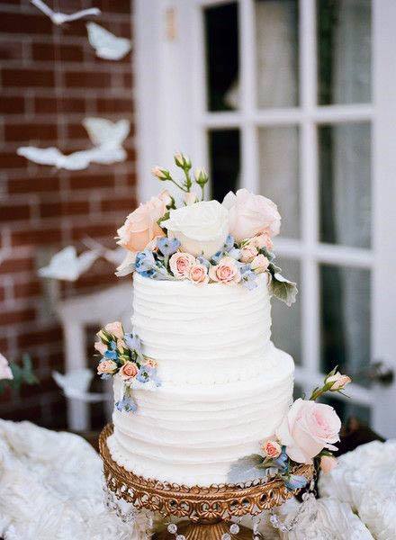 Wedding Cake Blue Flowers