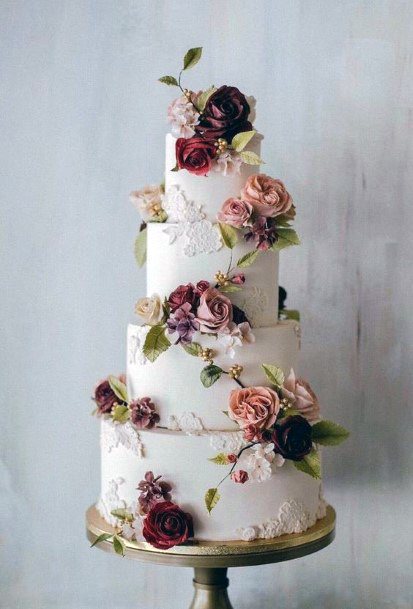 Wedding Cake Ideas Elegant White With Red And Blush Roses