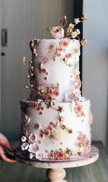 Wedding Cake Ideas Fairy Whimsical Pink With Little Floral Designs