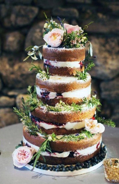 Wedding Cake Ideas Naked Cake With Berry And Cream Filling