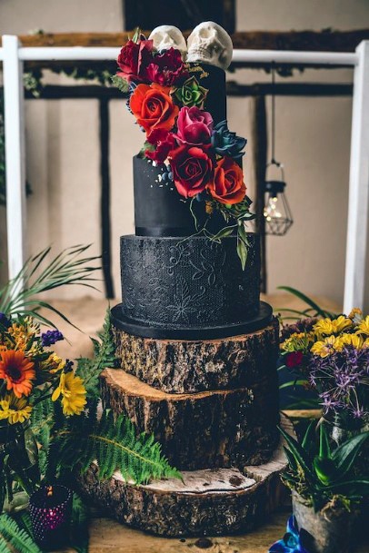 Wedding Cake Ideas Rustic Woodland Tree Design With Natural Flowers