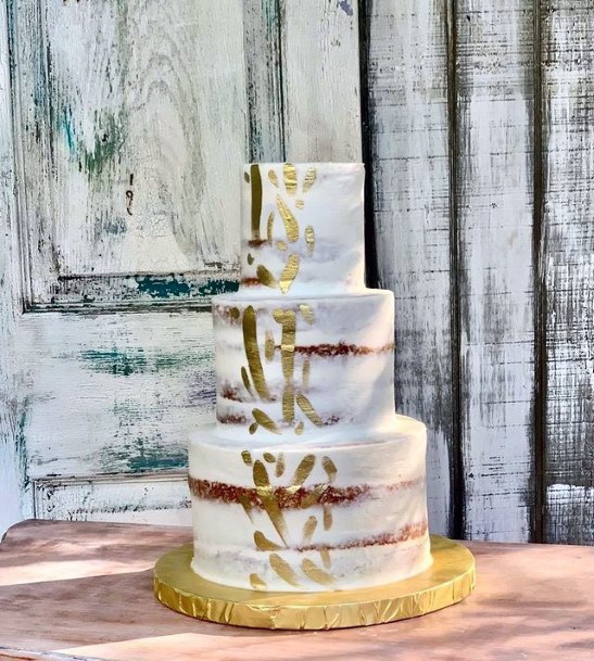 Wedding Cake With Golden Foil