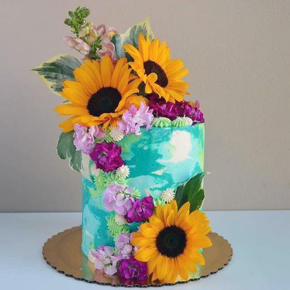 Wedding Cake Womens Eye Catching Sunflower