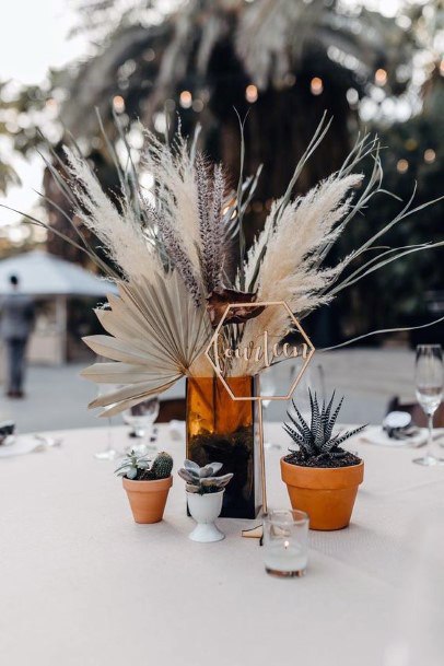 Wedding Centerpiece Ideas Bohemian Dried Grasses And Succulents