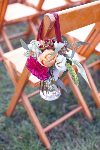 Wedding Decoration Chair With Burgundy Flower