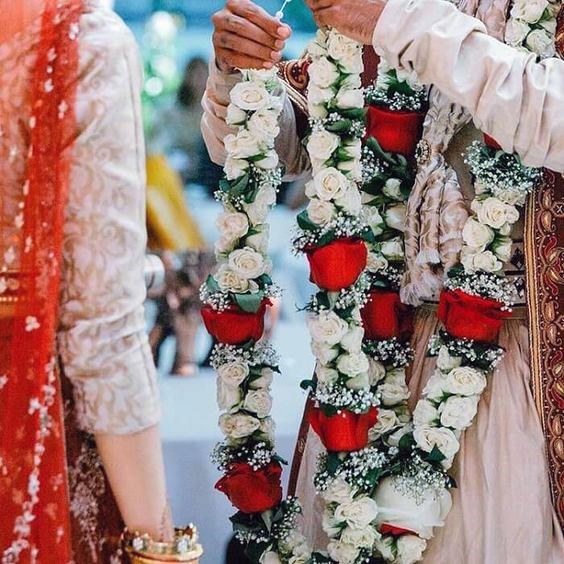 Wedding Garland White And Red Indian