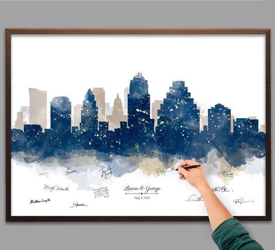 Wedding Guest Book Ideas City Scape Print Inspiration