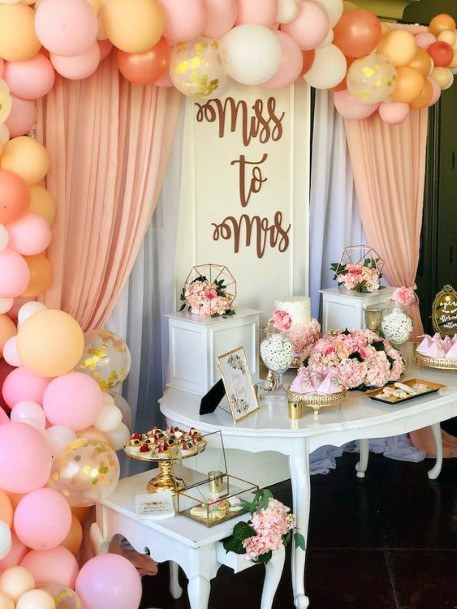 Wedding Shower Decor With Peachy Balloons