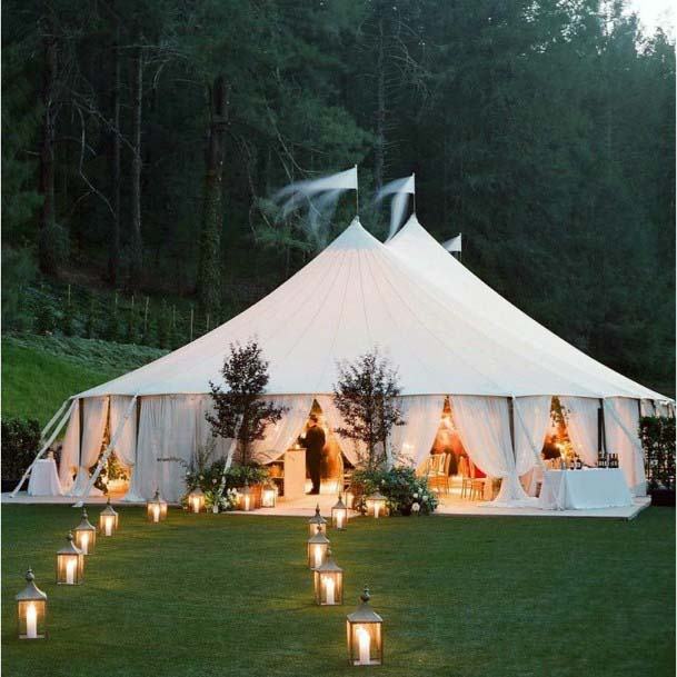 Wedding Tent White With Flags Decorations